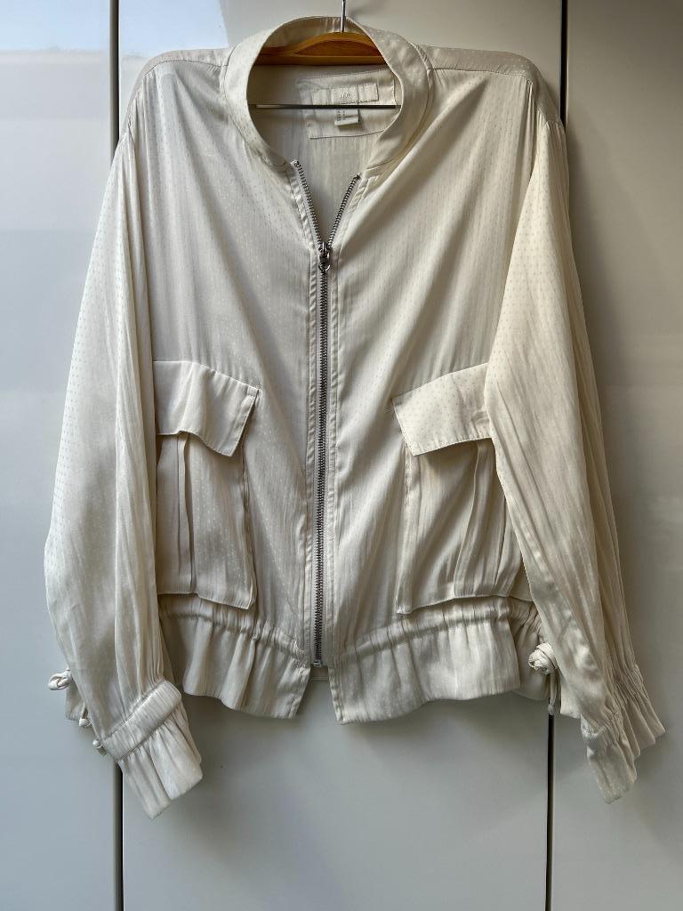 Veste blanche crème zippée type bomber H&M - Taille 36 *, H&M, Enlèvement ou Envoi, Taille 36 (S), Comme neuf