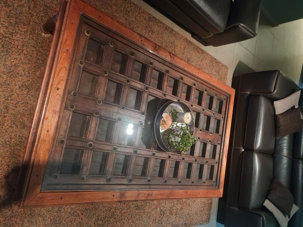 Antieke tafel,  gemaakt met 125 jaar oude deur., Antiek en Kunst, Ophalen