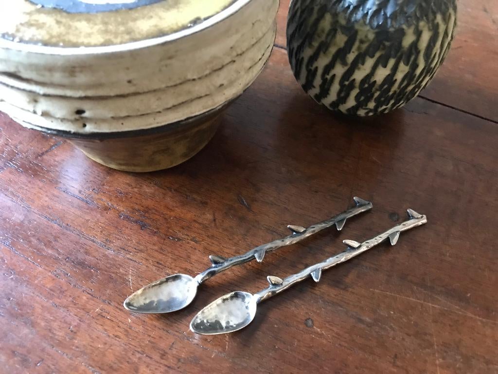 GEM KINGDOM 2 handgemaakte zilveren lepeltjes takjes nieuw, Ophalen of Verzenden