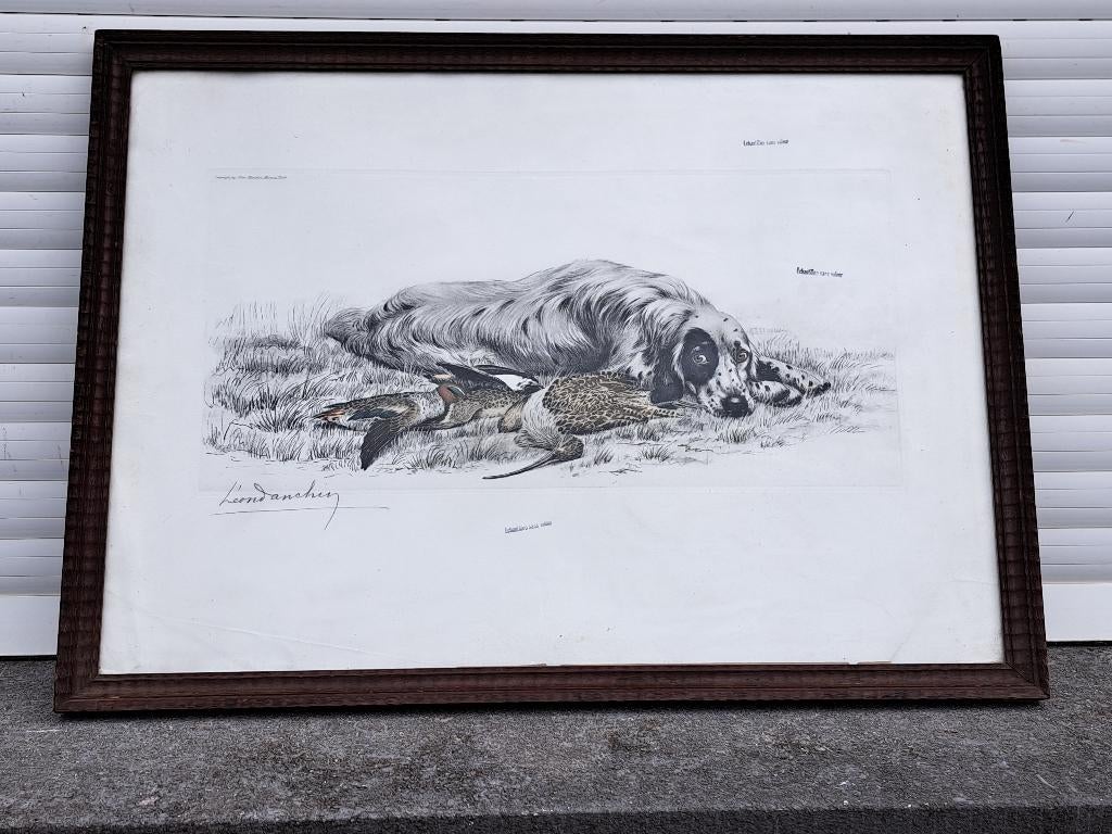 gravure signe leon danchin, Antiek en Kunst, Kunst | Etsen en Gravures, Ophalen of Verzenden