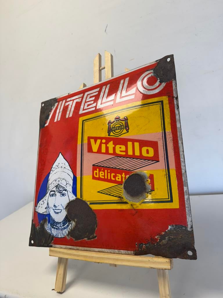 Vitello emaille reclamebord, Ophalen of Verzenden, Gebruikt, Reclamebord