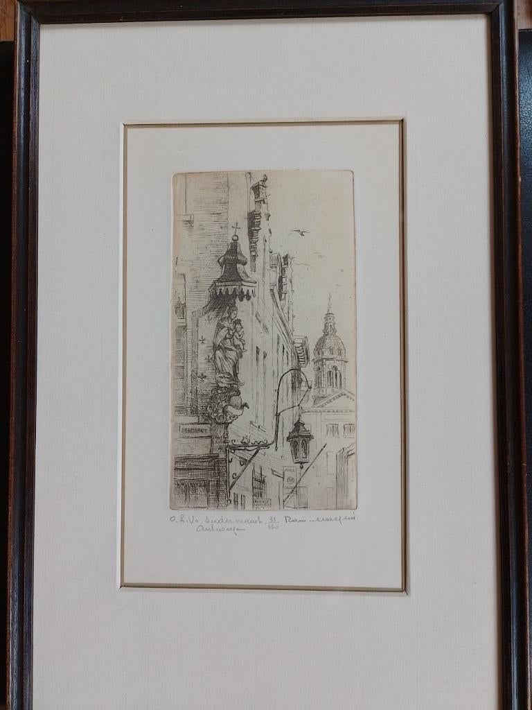 Romain Malfliet 1910 - 2006  O L V beeldje Sundermanstraat, Antiquités & Art, Art | Eaux-fortes & Gravures, Envoi