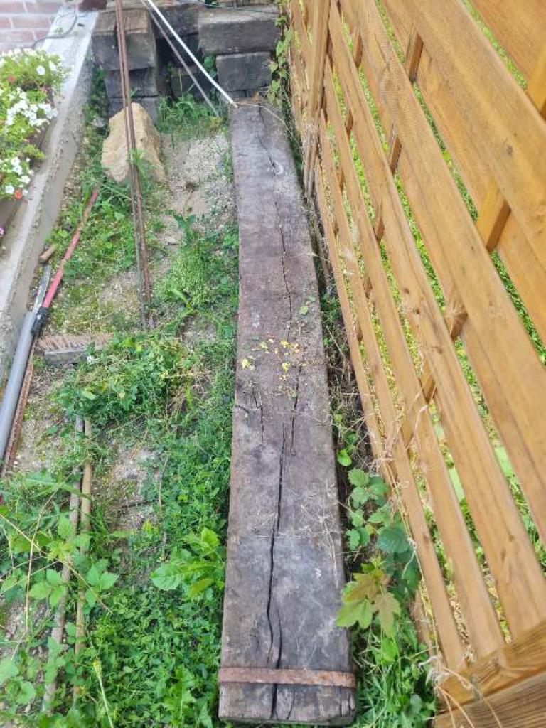 bille de chemin de fer 260/26/15 (28 €) + 21 chutes (45 €), Ophalen, Gebruikt, Hardhout, 250 cm of meer