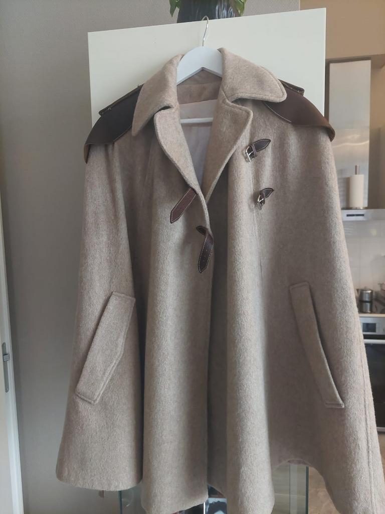 limited edition dames Poncho met leren stukken, Kleding | Dames, Jassen | Winter, Maat 38/40 (M), River Woods, Beige, Ophalen of Verzenden