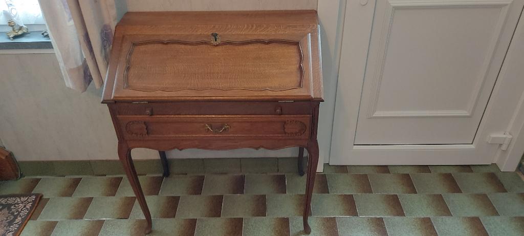 Secretaire lodewijk XV in eikenhout nieuwstaat 80x90/72x42cm, Enlèvement, Comme neuf, Lodewijk XV