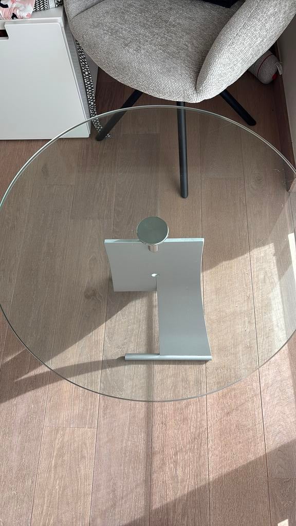 Bijzettafel, Huis en Inrichting, Tafels | Salontafels, Ophalen, Gebruikt, Rond, Glas