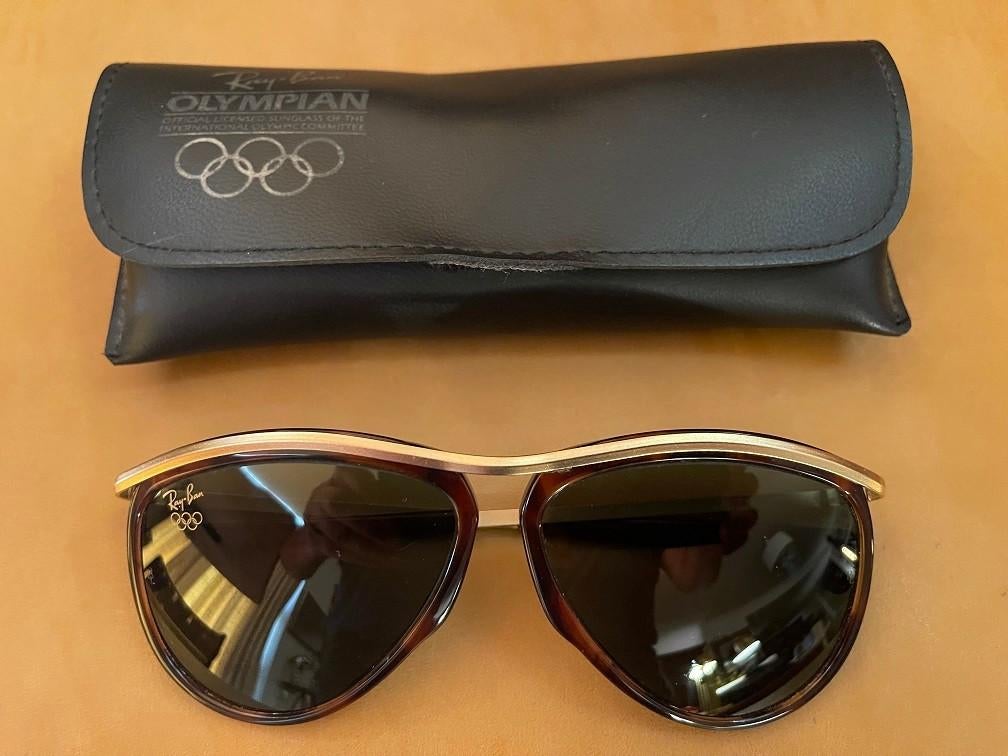 Vintage B&L Ray-Ban Olympian Aviator zonnebril OLYMP01, Enlèvement ou Envoi, Comme neuf, Brun, Ray-Ban