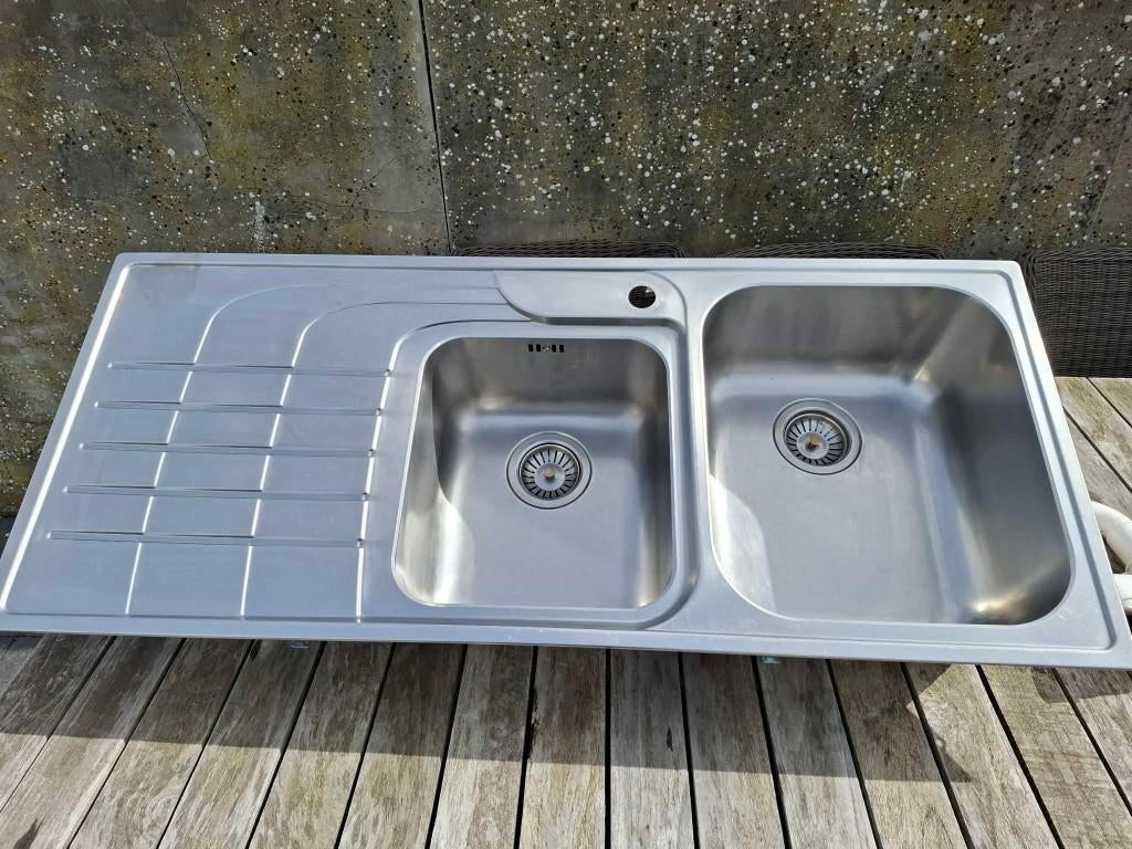 Spoelbak dubbel INOX, Huis en Inrichting, Keuken | Keukenelementen, Ophalen, Gebruikt