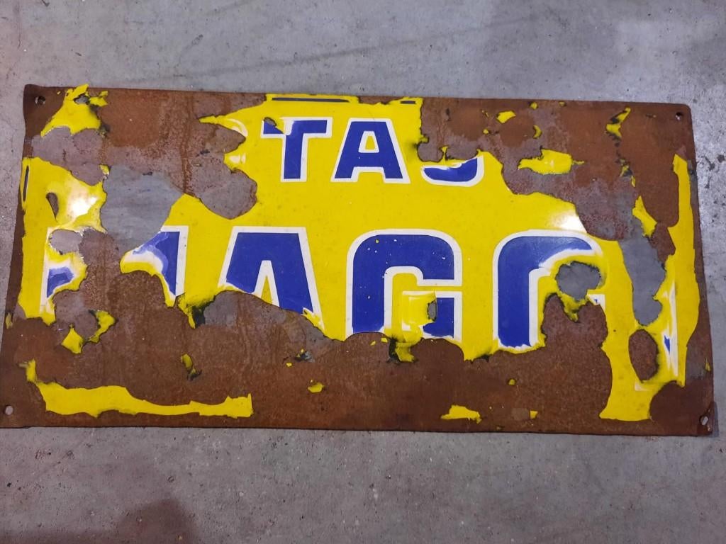 "MAGGI" emaille reclamebord, Verzamelen, Ophalen, Gebruikt, Reclamebord