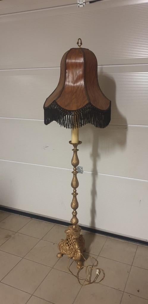 Antieke koperen staande lamp, Antiek en Kunst, Ophalen