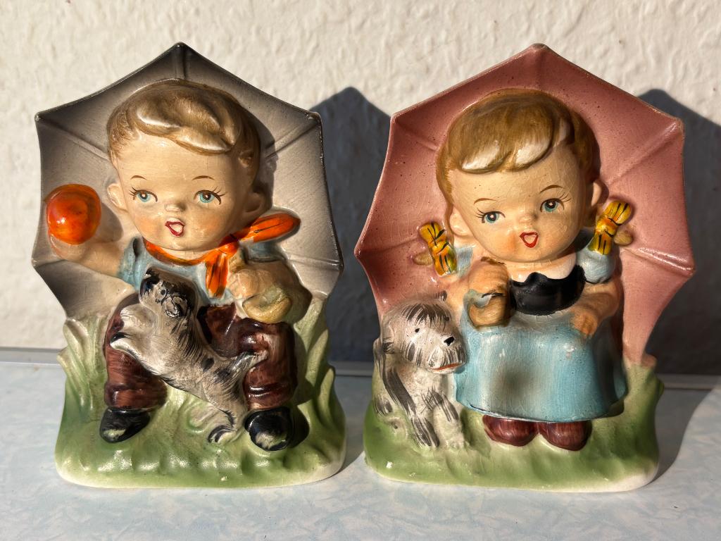 Vintage beeldjes meisje en jongen, Ophalen of Verzenden