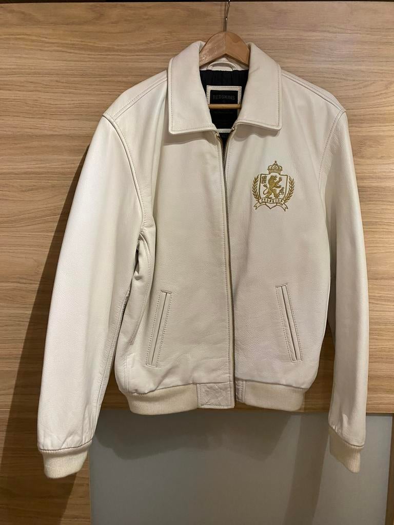 Veste en cuir blanc Redskins taille XL, Enlèvement, Comme neuf, Taille 56/58 (XL), Blanc
