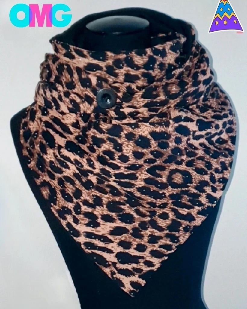 Snood léopard strassés polaire noir intérieur tout doux très, Envoi, Noir