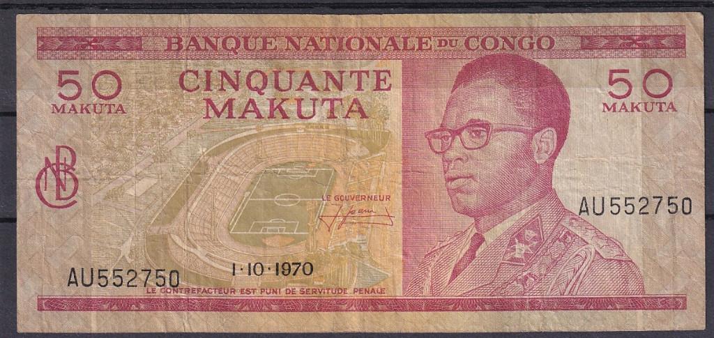 Congo 50 makuta 1970 F, Postzegels en Munten, Bankbiljetten | Afrika, Ophalen of Verzenden, Overige landen, Los biljet