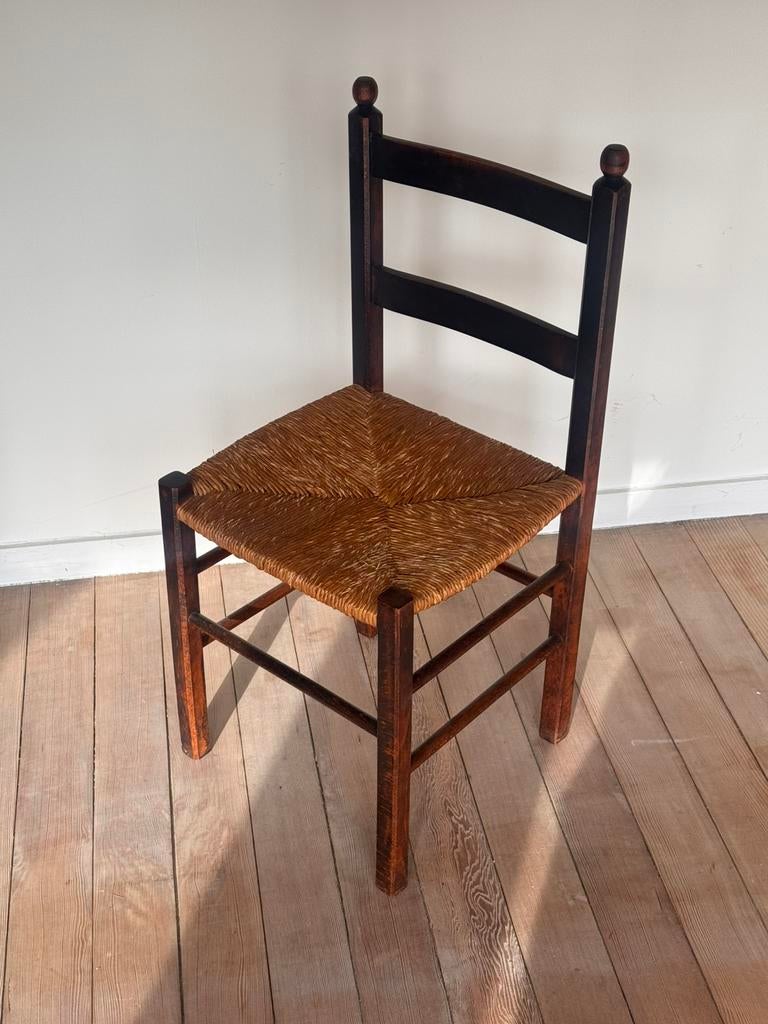 Chaise vintage en bois - assise paillée, Maison & Meubles, Chaises, Utilisé, Une, Bois, Enlèvement