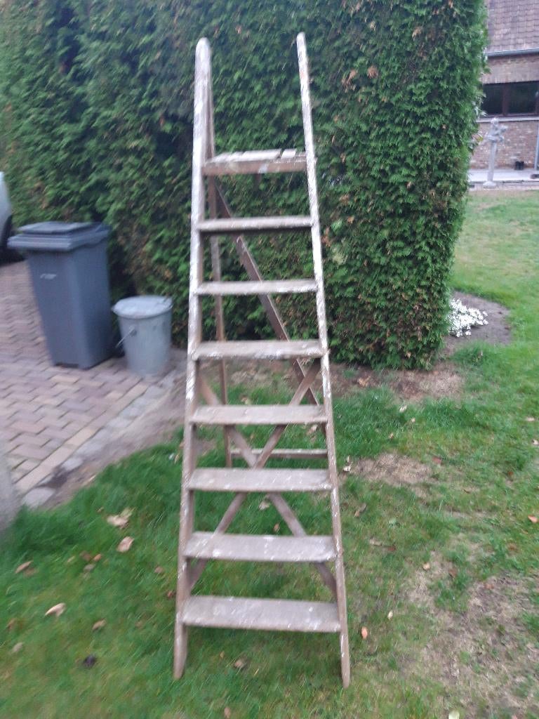 Oud houten ladder, Doe-het-zelf en Bouw, Ladders en Trappen, Ophalen, Gebruikt, Ladder, Opvouwbaar of Inschuifbaar