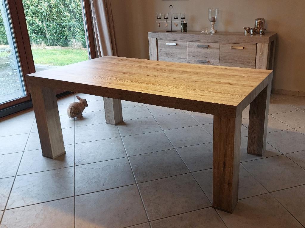 Grande table, Bois clair type chêne, 150 à 200 cm, Cinq personnes ou plus, Synthétique