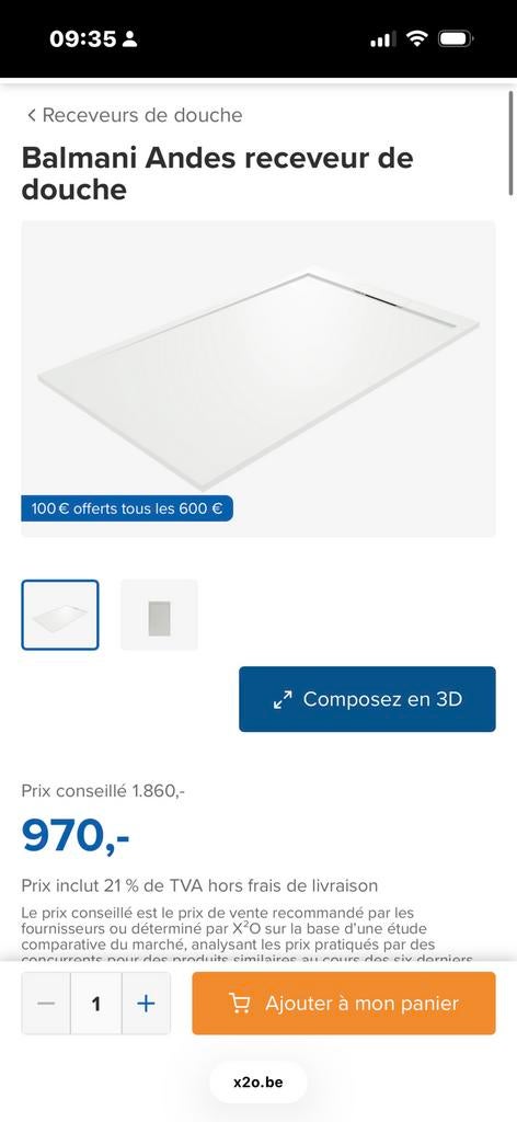 Receveur de douche 160x100 cm – neuf (jamais installé), Enlèvement, Neuf, Autres types