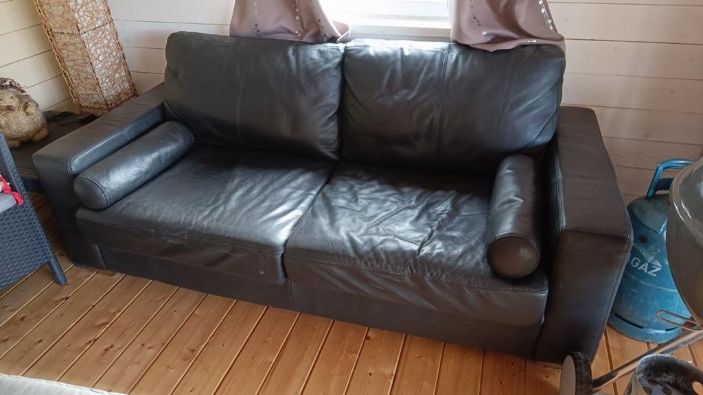 Zwarte tweezit kunstleer 190cm X 90cm, Ophalen