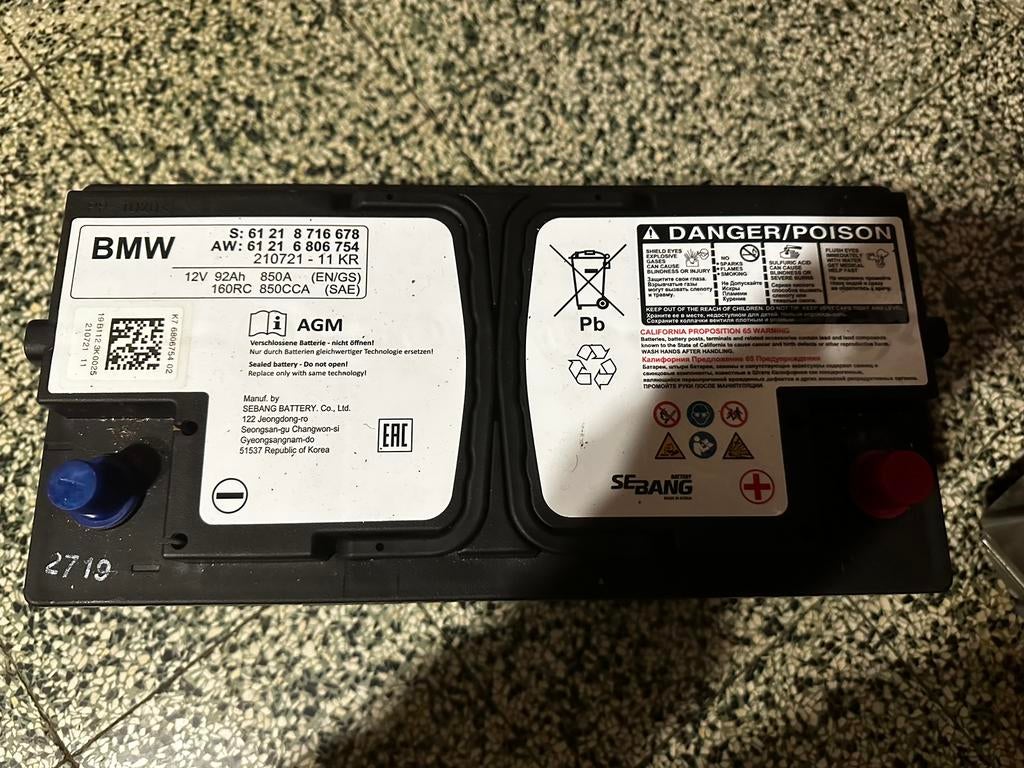 Batterie bmw AGM 12V 92ah 850a, Ophalen, BMW