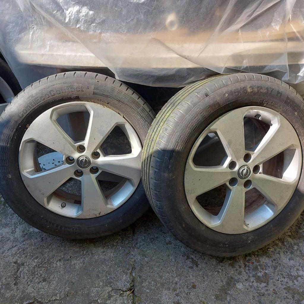 17" Opel  lichtmetalen velg+215/60 R17 H TIRES, Auto-onderdelen, Banden en Velgen, Ophalen, 17 inch, Band(en), Personenwagen