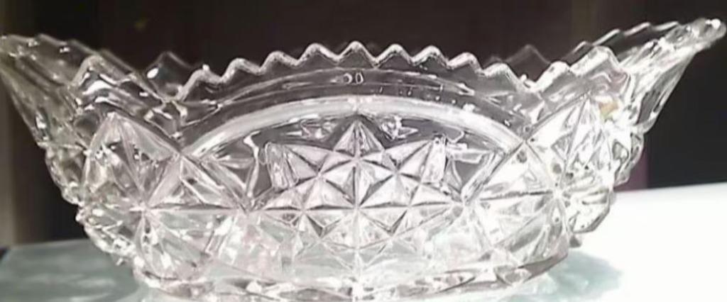 Ancien fruitier en cristal, dimensions : longueur 31 cm, lar, Enlèvement ou Envoi