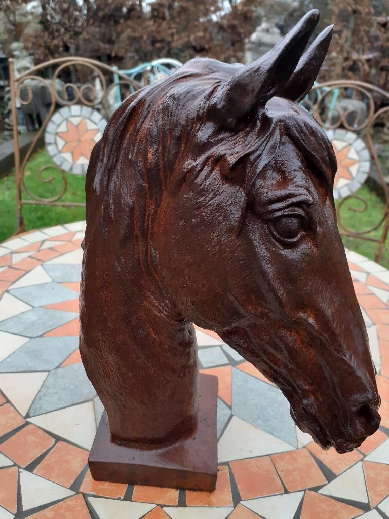 TETE DE CHEVAL EN FONTE PATINEE, Enlèvement ou Envoi, Neuf, Autres matériaux, Animal