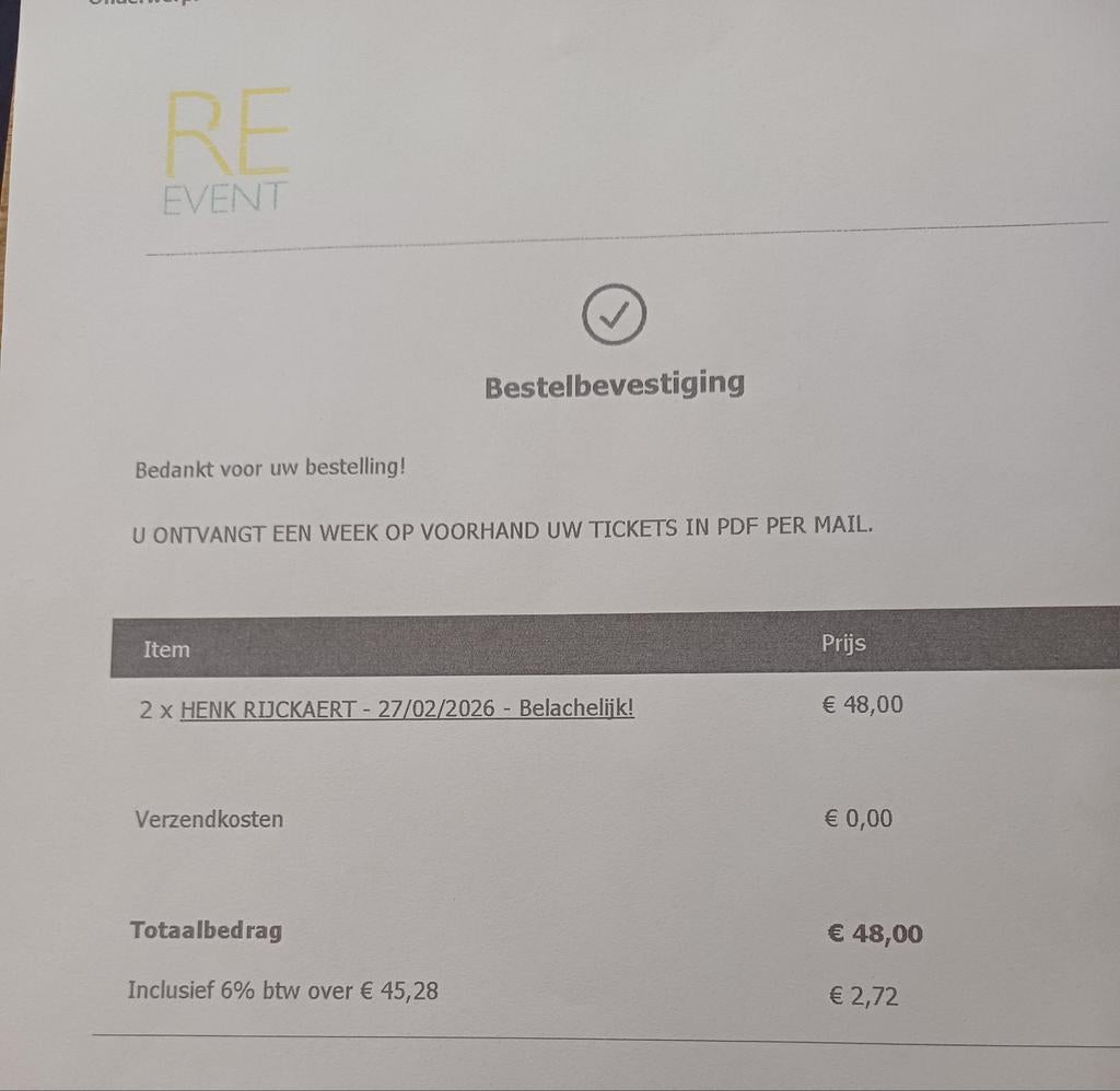 Tickets comedy, Tickets en Kaartjes