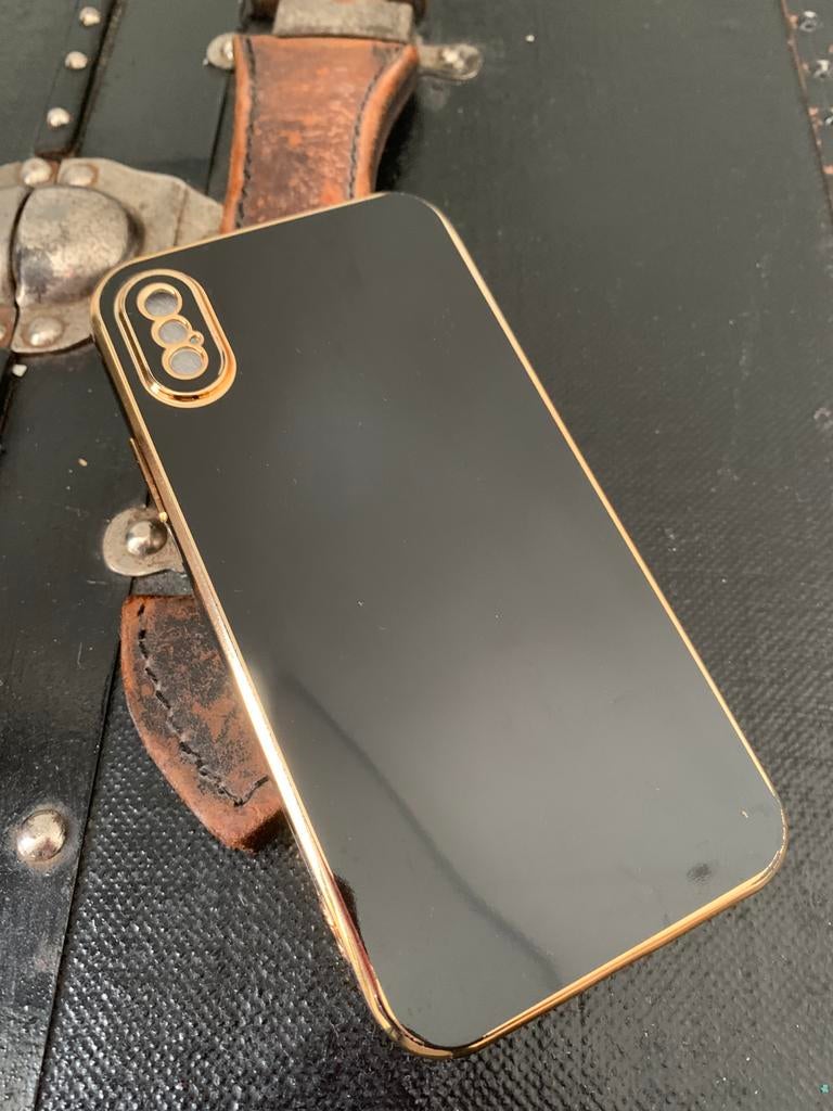Coque iphone X/Xi silicone noir et dorée, Enlèvement ou Envoi, Comme neuf