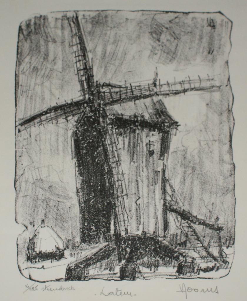 Vic Dooms (1912-1994): Molen Latem (38 x 46 cm), Antiek en Kunst, Ophalen of Verzenden