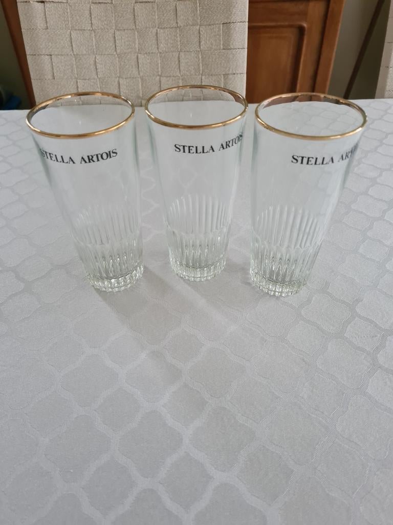 3 bierglazen Stella Artois, Verzamelen, Glas en Drinkglazen, Ophalen of Verzenden, Gebruikt