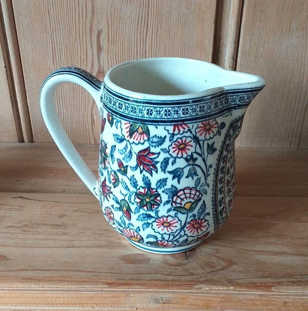 Ancien pot à lait en faïence de Gien - Décor cachemire, Antiquités & Art, Antiquités | Céramique & Poterie, Enlèvement ou Envoi
