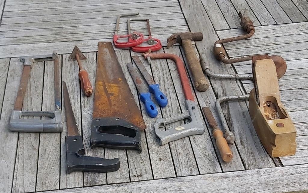 Oude Blokschaaf en Oud Gereedschap alles samen., Antiek en Kunst, Ophalen