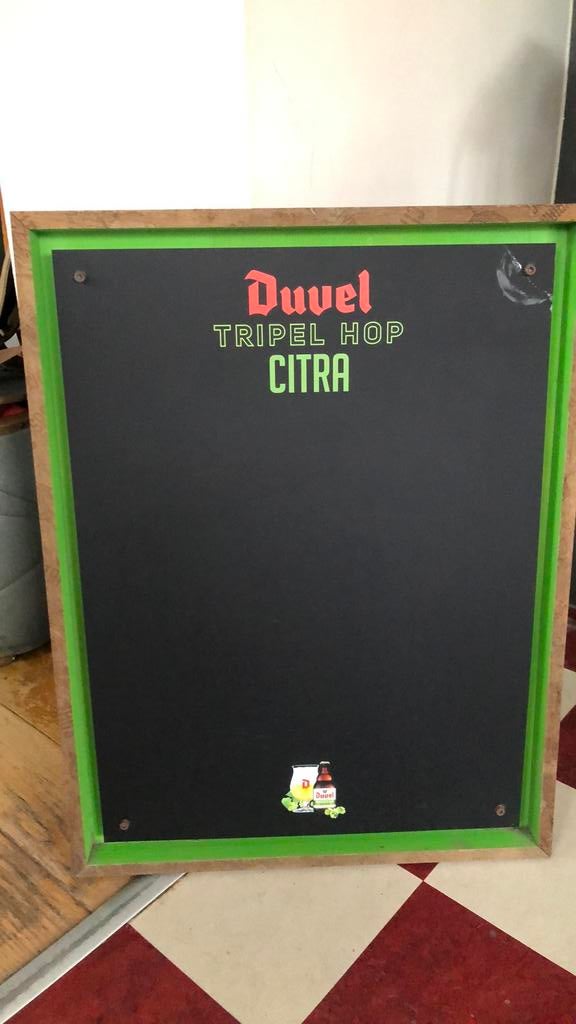 Duvel Citra trippel hop krijtbord, Verzamelen, Biermerken, Ophalen, Gebruikt, Reclamebord, Plaat of Schild, Duvel
