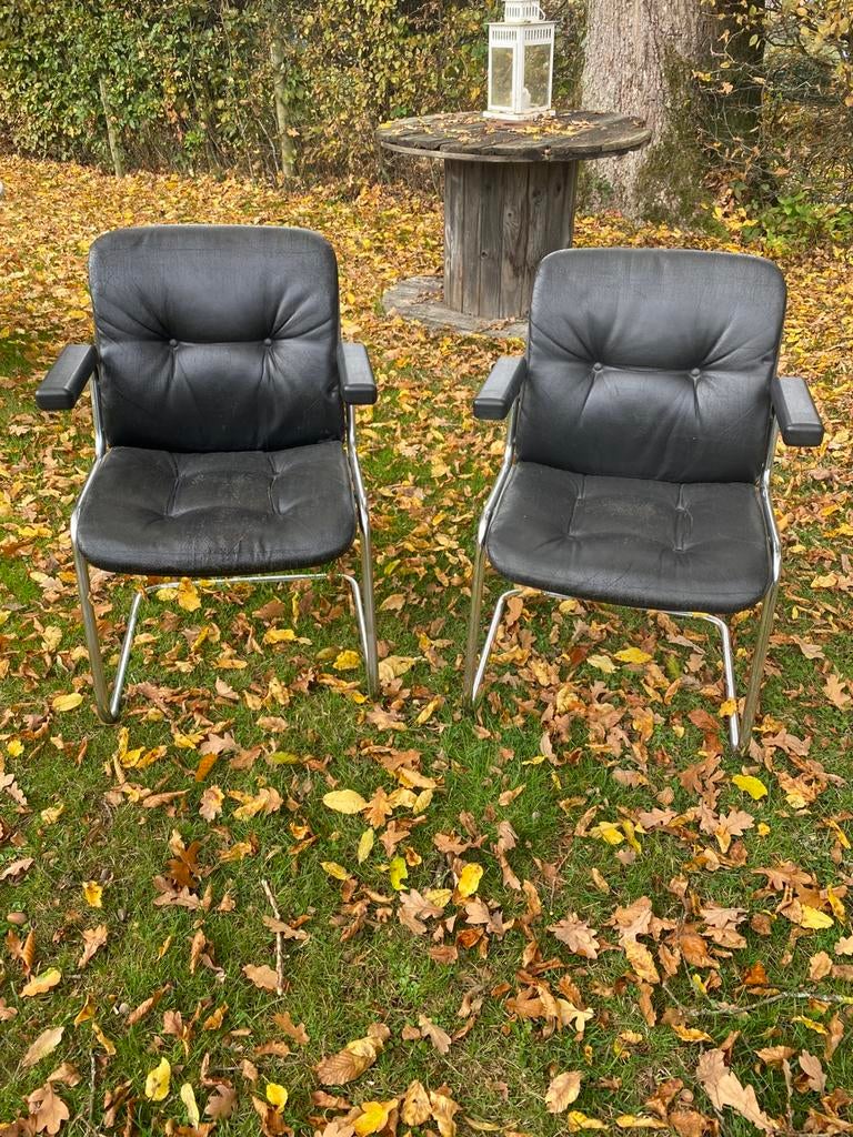 Fauteuil de bureau vintage STOLL GIROFLEX (made in suisse), Maison & Meubles, Enlèvement, Utilisé, Noir, Chaise de bureau