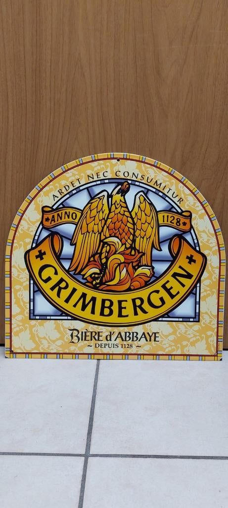 Plaque émaillée Grimbergen, Collections, Enlèvement ou Envoi, Comme neuf, Panneau, Plaque ou Plaquette publicitaire, Autres marques