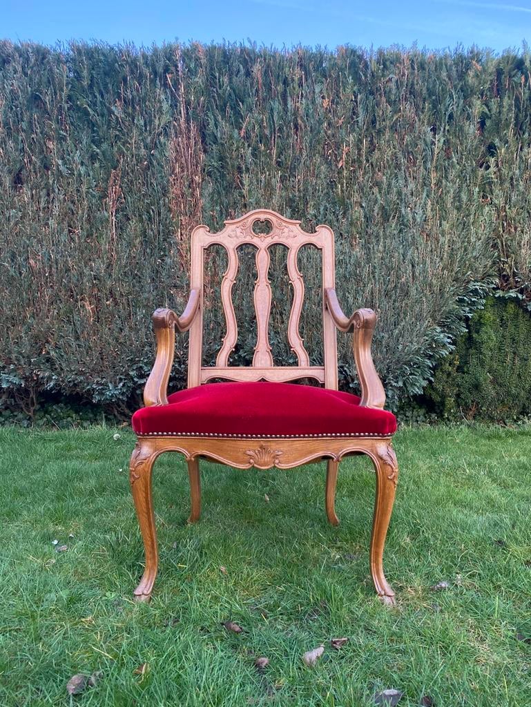 Fauteuil en chêne de style Louis XV, Maison & Meubles, Comme neuf, Brun, Enlèvement, Une
