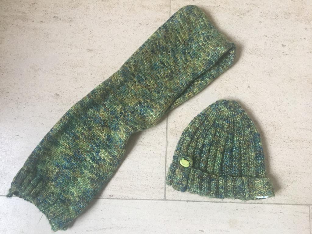 SELFMADE Muts en sjaal maat 74 met kikkertje, Setje, Ophalen of Verzenden, Zo goed als nieuw, Maat 74