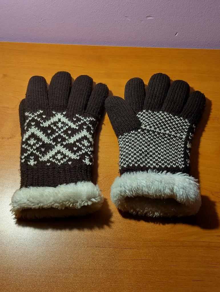 Vintage handschoenen met bont, maat 7, Antiek en Kunst, Ophalen, Dames