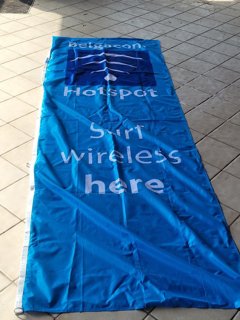 BELGACOM Hotspot grote vintage vlag — 3 meter NIEUW, Ophalen, Nieuw, Reclamebord