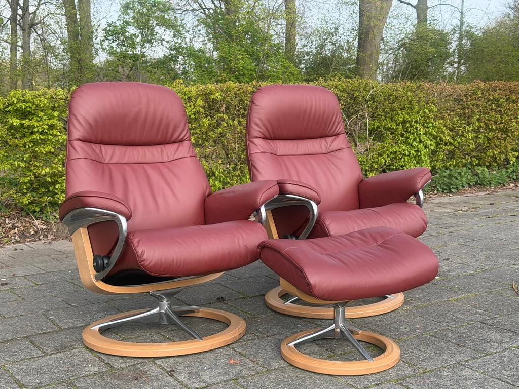 Stressless relax fauteuils met voetenbank- Nieuwstaat, Huis en Inrichting, Fauteuils, Zo goed als nieuw, Ophalen of Verzenden