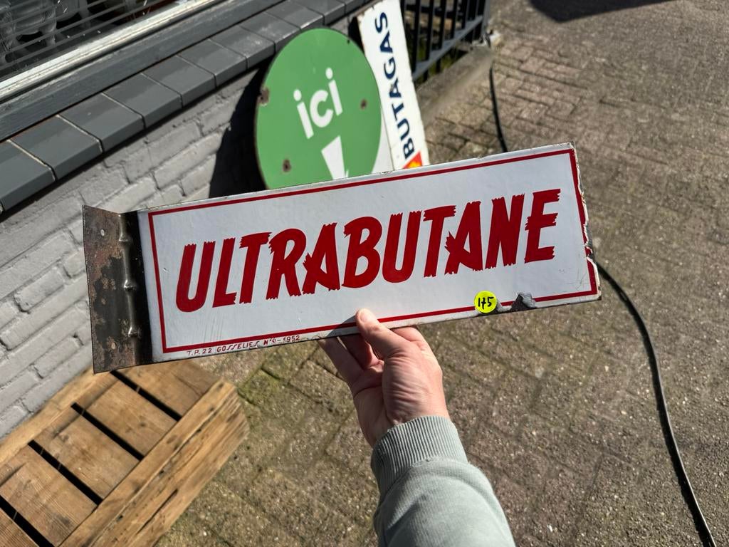 Ultrabutane emaille reclamebord 1952, Antiek en Kunst, Ophalen of Verzenden