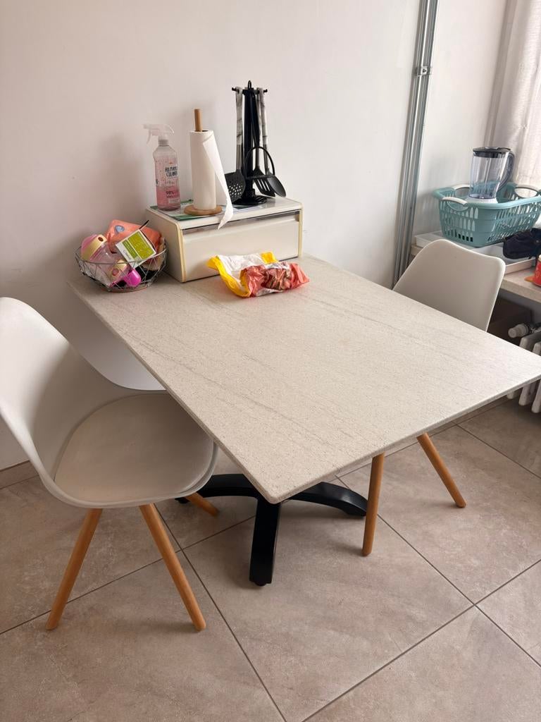 Inox tafel (met 2 gratis stoelen), Ophalen, Gebruikt