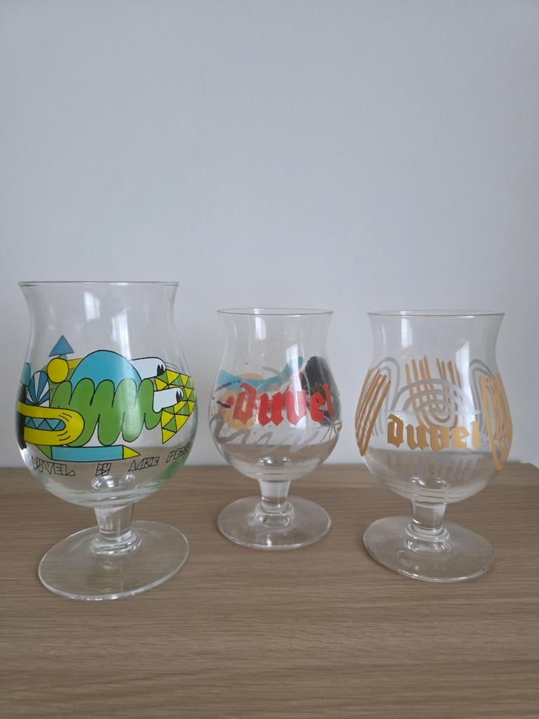 3 Duvel Mike Perry glazen, Ophalen of Verzenden, Glas of Glazen, Duvel