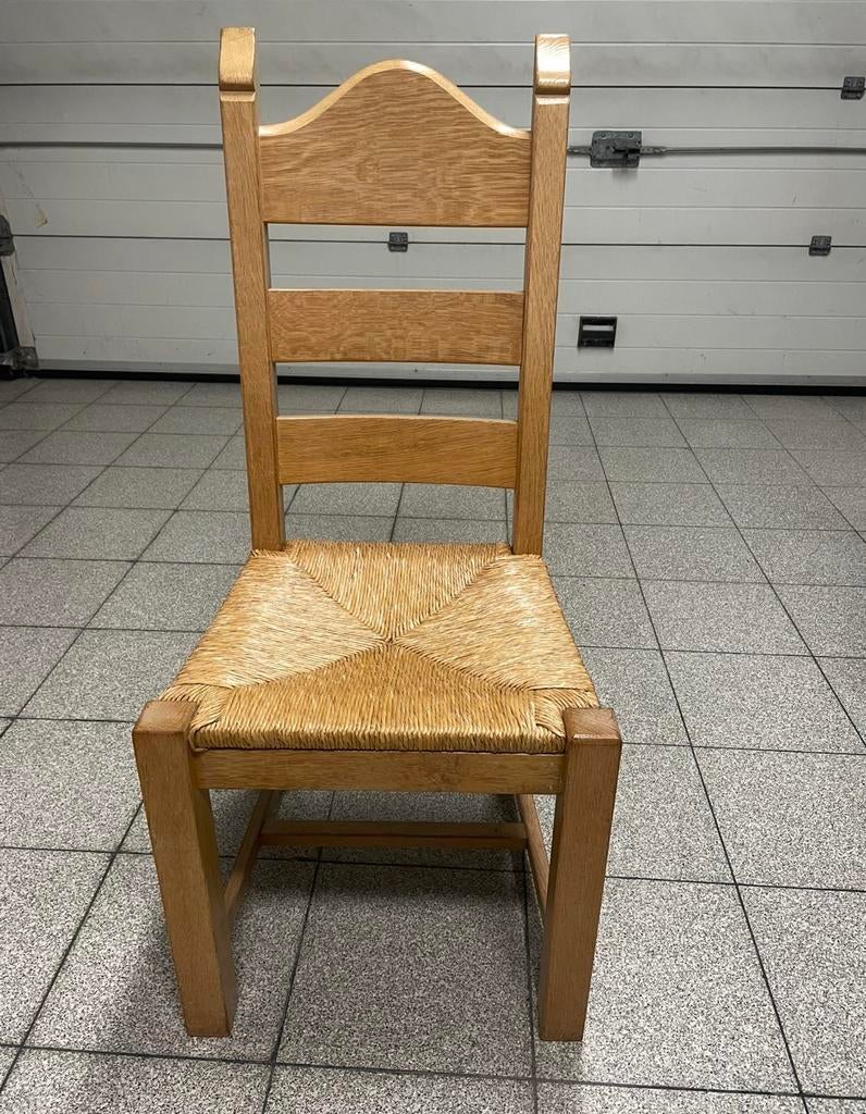 6 stoelen in volle eik met rieten zitting, Ophalen, Gebruikt, Hout, Vijf, Zes of meer stoelen