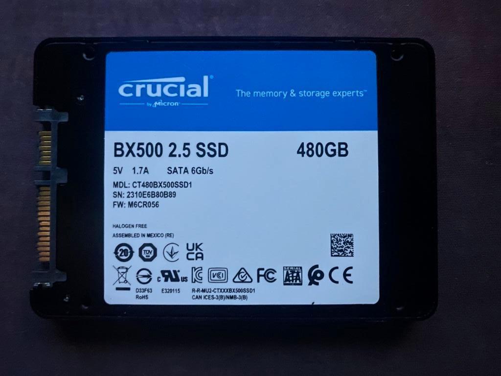 Crucial BX500 500GB 2.5 SSD, Gebruikt, Ophalen of Verzenden, Crucial, 500GB