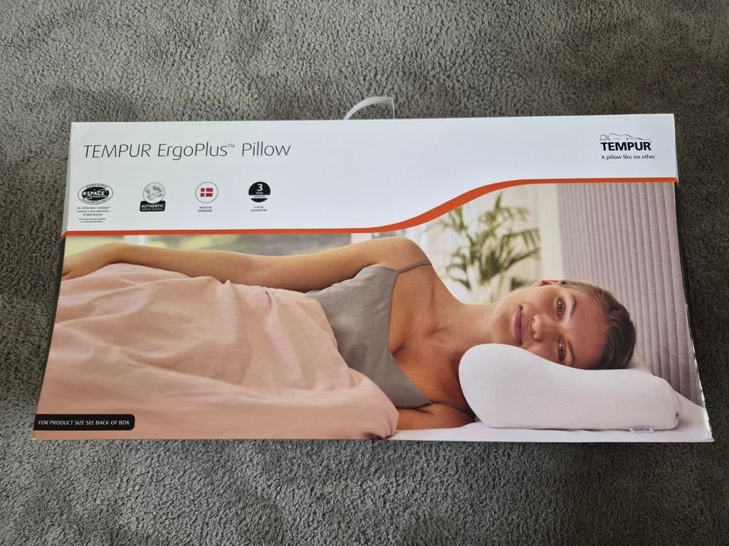 Tempur ErgoPlus Pillow queen large 64x32x12,5/7 cm, Huis en Inrichting, Slaapkamer | Beddengoed, Ophalen, Eenpersoons, Wit, Nieuw