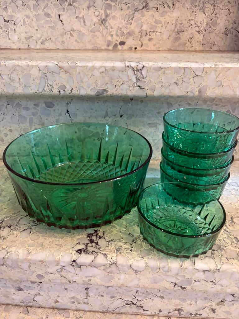 Arcoroc France glas bowl + 4 kleine schaaltjes, Ophalen of Verzenden