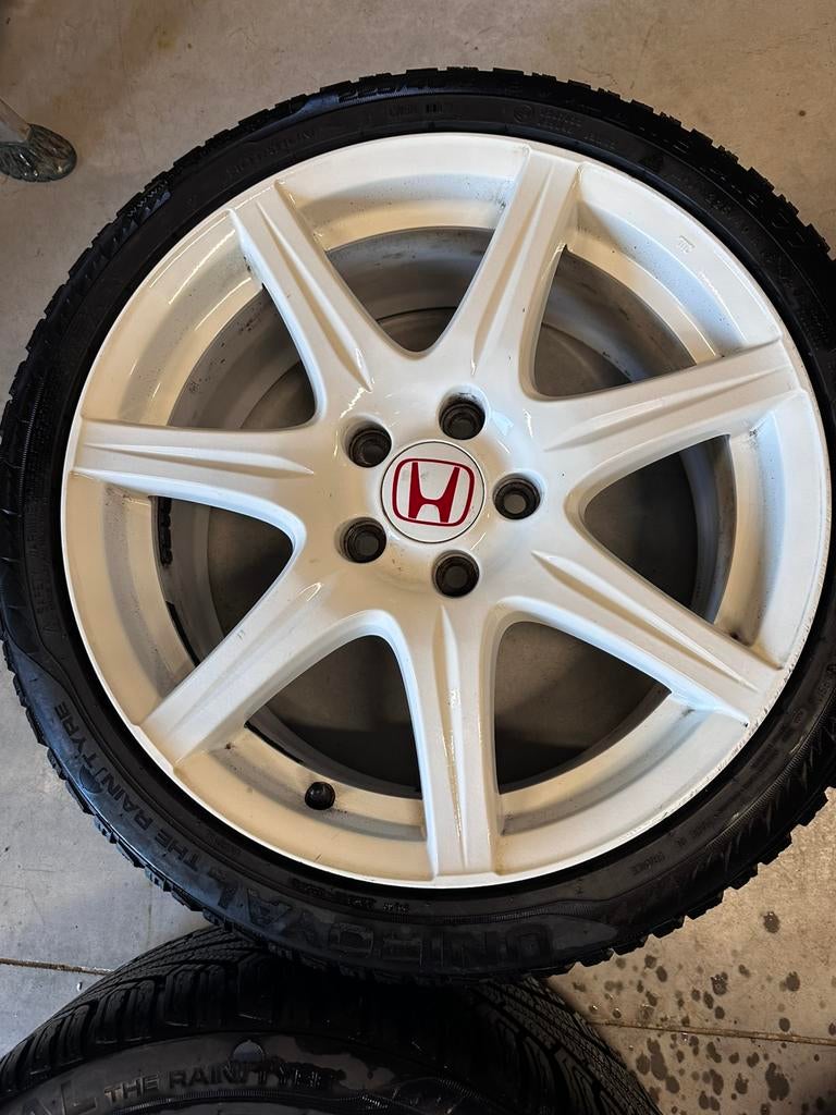 Honda Civic FN-2 Type R Velgenset Wit, Auto-onderdelen, Ophalen, 18 inch, Gebruikt, All Season