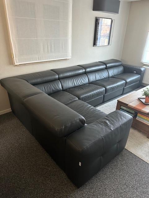 Lederen hoeksalon, Huis en Inrichting, Zetels | Zetels, Ophalen, Gebruikt, Hoekbank, 300 cm of meer
